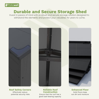 Patiowell 6 x 8 FT Plastic Outdoor Storage Shed with Floor - Weatherproof Resin Tool Shed, Lockable Door & 2 Windows, Easy Assembly for Garden, Backyard, Lawn Equipment (Dark Grey)