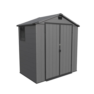 Patiowell 6 x 4 FT Plastic Outdoor Storage Shed with Floor, Resin Outside Tool Shed with Window and Lockable Door for Backyard, Garden, Tool Storage Use, Easy to Install, Dark Grey