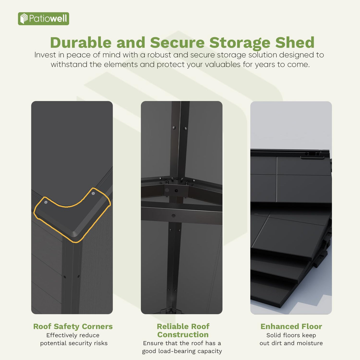 Patiowell 6 x 4 FT Plastic Outdoor Storage Shed with Floor, Resin Outside Tool Shed with Window and Lockable Door for Backyard, Garden, Tool Storage Use, Easy to Install, Dark Grey