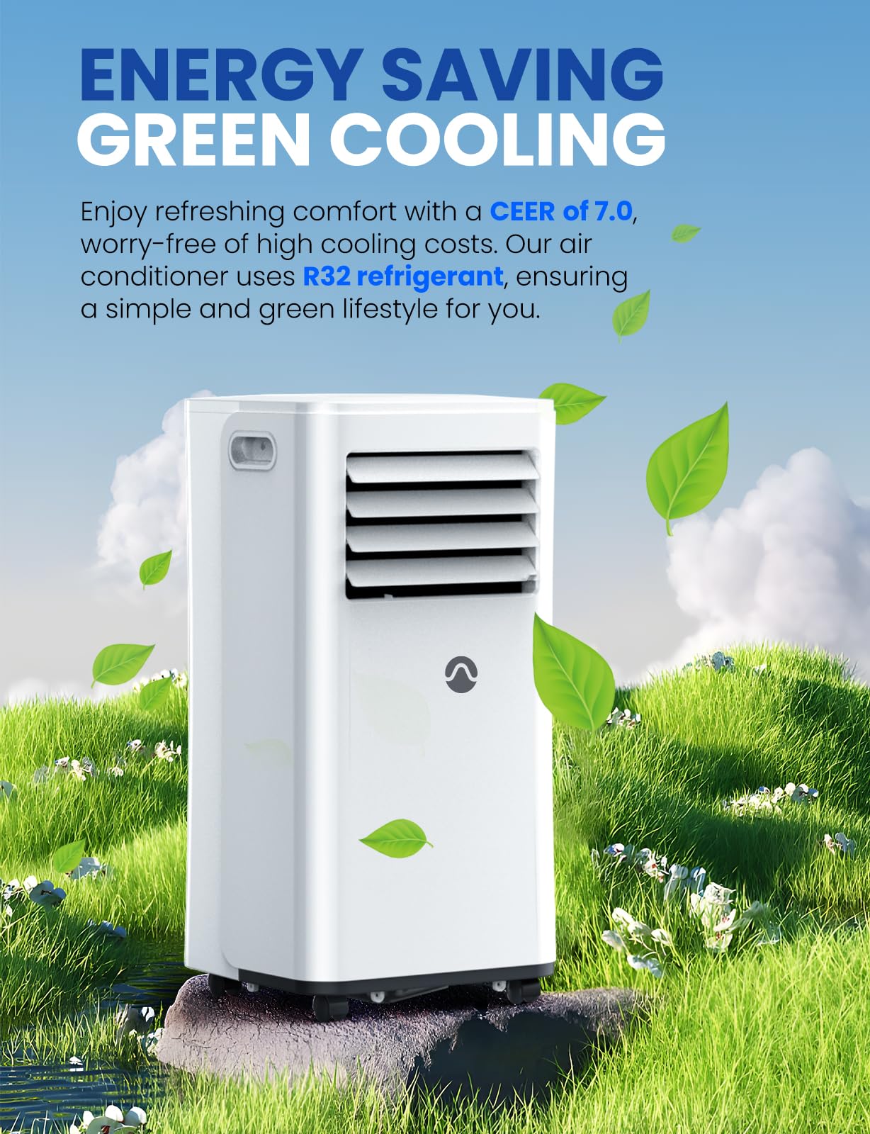 Portable Air Conditioners, 10000 BTU Air Conditioner Portable for Room up to 450 Sq. Ft., 3-in-1 Portable AC Unit with Digital Display, Remote Control, Window Installation Kit, 24H Timer, Sleep Mode