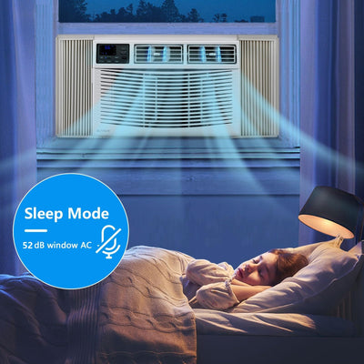 ROVSUN 8000 BTU Air Conditioner Window Unit with Heat, 4-in-1 Window AC Unit Cooler, Heater, Dehumidifier & Fan with Timer, Remote Control & Installation Kit for Rooms up to 350 Sq. Ft, 115V/60Hz