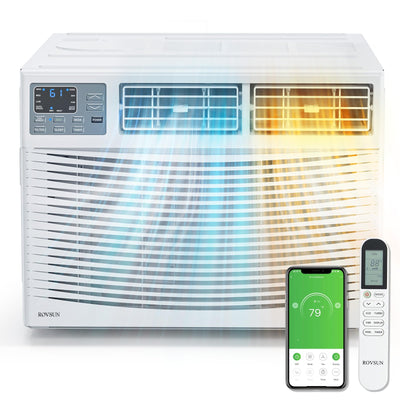 ROVSUN 12000 BTU Window Air Conditioner with Heat, Window AC Unit & Heater Combo with APP & Voice Smart Control, Timer Function & Easy Installation Kit, Work with Alexa/Google Assistant, 208/230V
