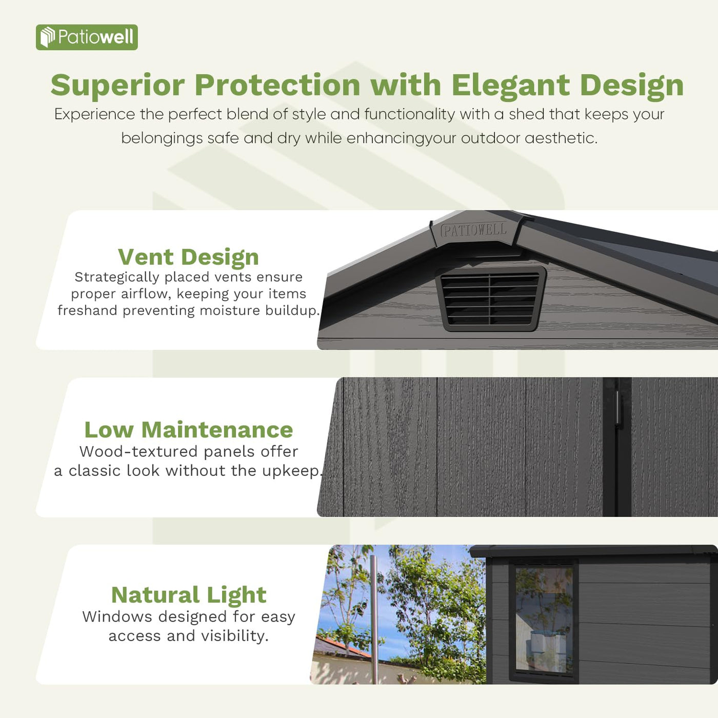 Patiowell 6 x 4 FT Plastic Outdoor Storage Shed with Floor, Resin Outside Tool Shed with Window and Lockable Door for Backyard, Garden, Tool Storage Use, Easy to Install, Dark Grey