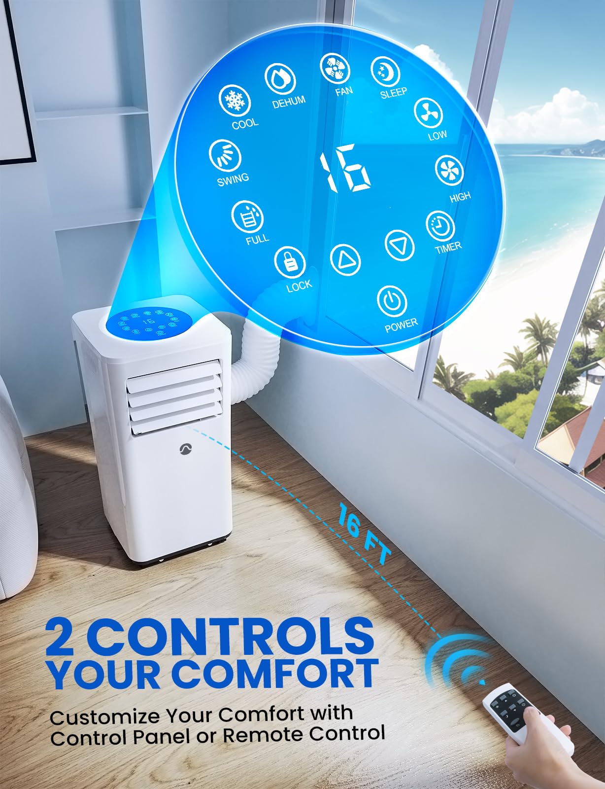 Portable Air Conditioners, 10000 BTU Air Conditioner Portable for Room up to 450 Sq. Ft., 3-in-1 Portable AC Unit with Digital Display, Remote Control, Window Installation Kit, 24H Timer, Sleep Mode