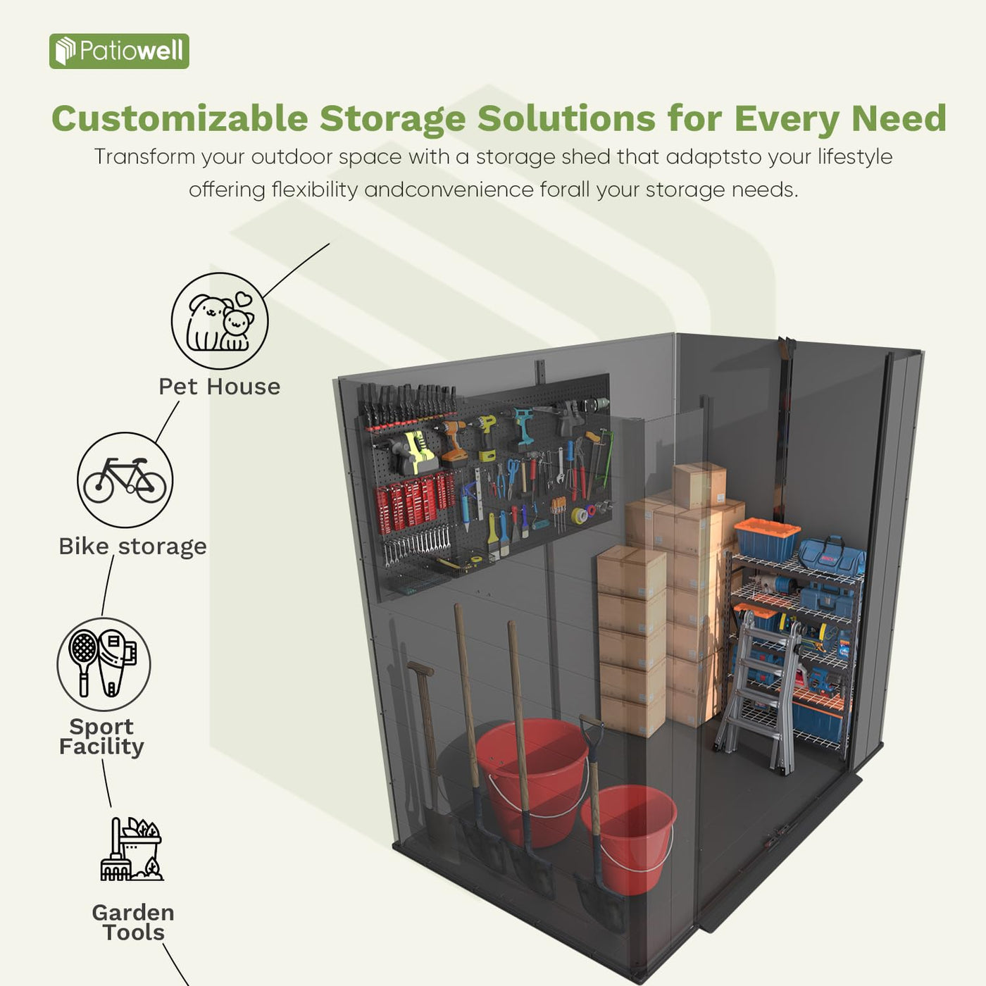 Patiowell 6 x 4 FT Plastic Outdoor Storage Shed with Floor, Resin Outside Tool Shed with Window and Lockable Door for Backyard, Garden, Tool Storage Use, Easy to Install, Dark Grey