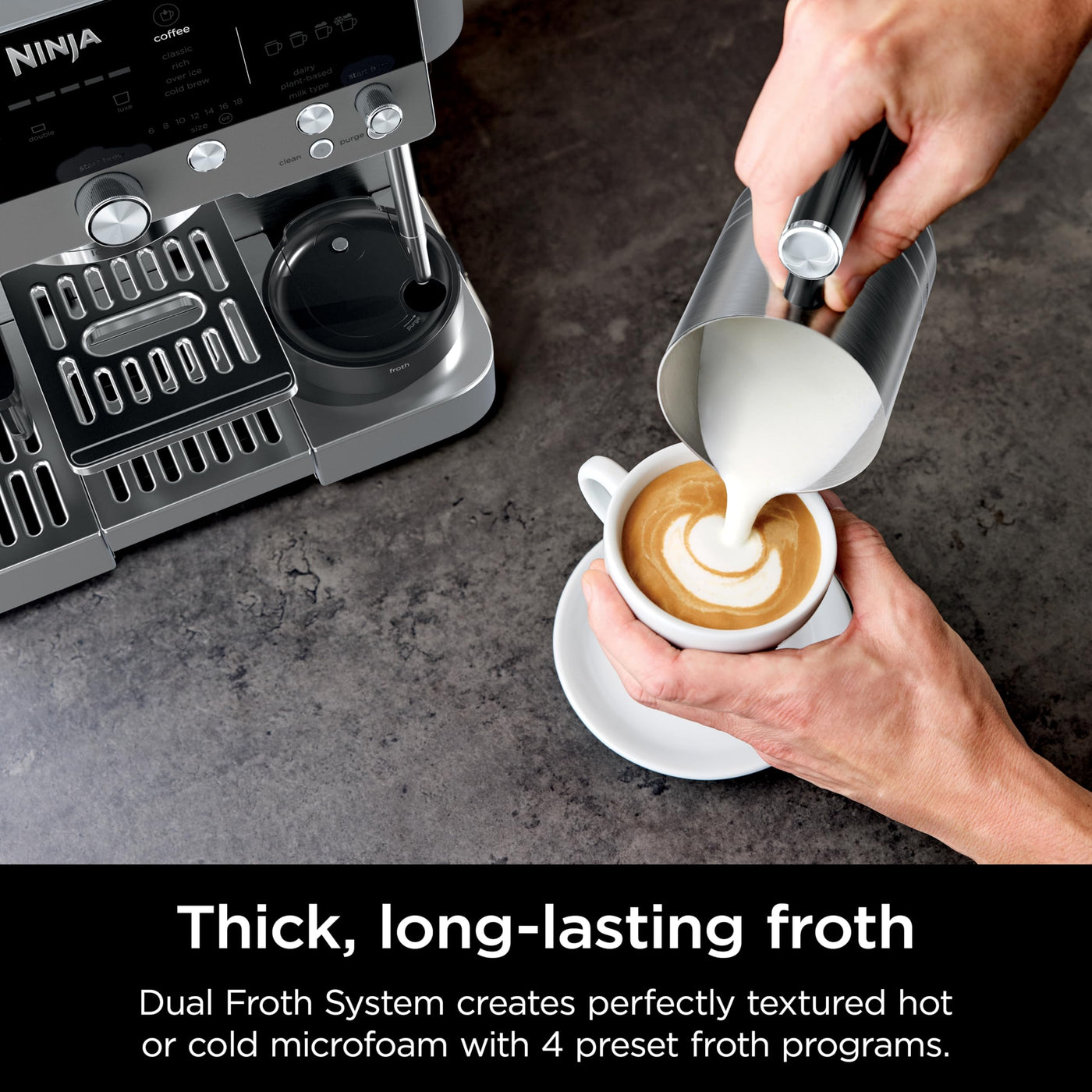 Ninja Luxe Cafe Premier Series, Espresso Machine, Drip Coffee, Rapid Cold Brew, Integrated Grinder, Hands-Free Frother, with Knock Box, Water Filter, Cleaning Tablets, Descaler, ES601GM