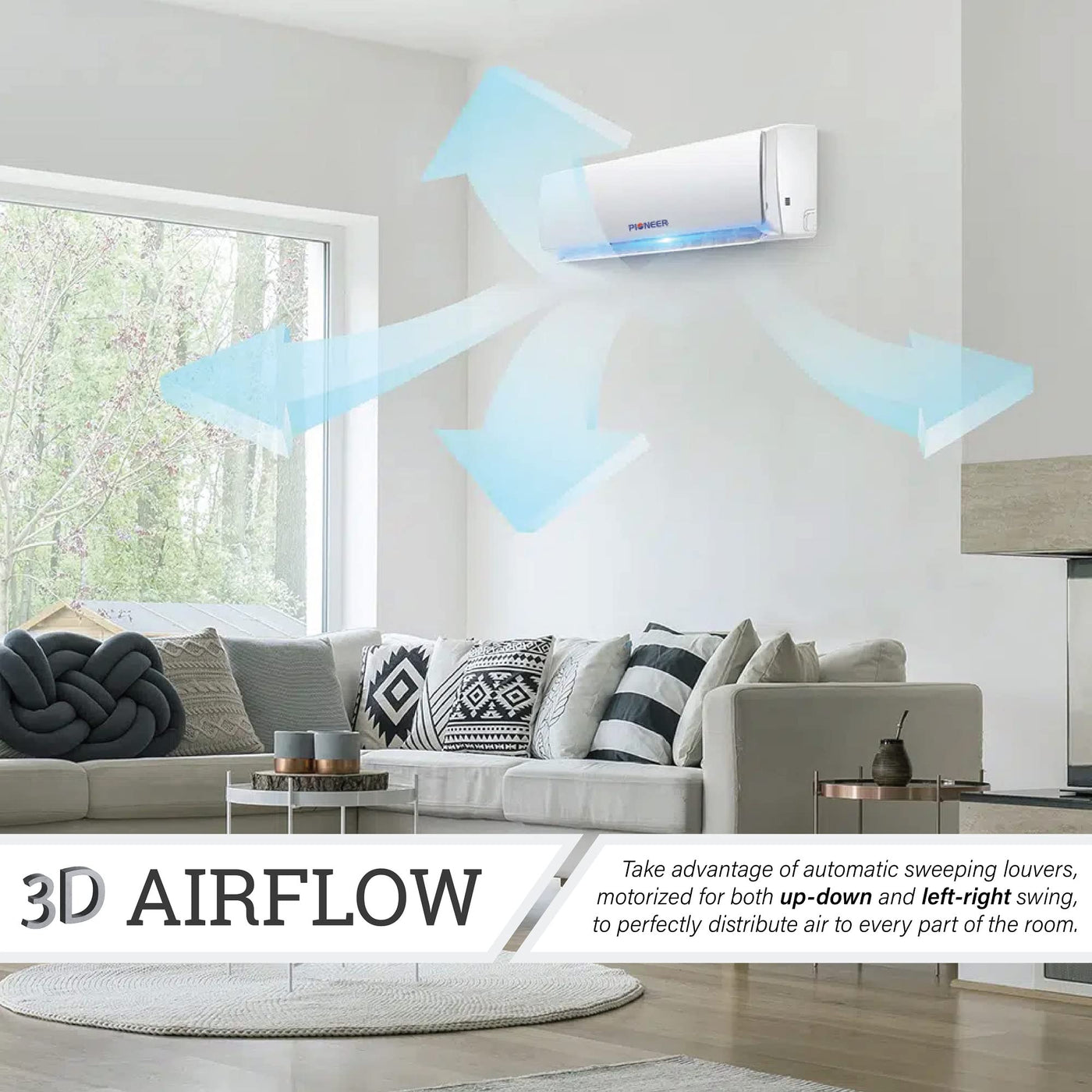 Pioneer Diamante Series Ductless Mini-Split Air Conditioner Inverter Heat Pump Full Set with 16 Ft. Kit