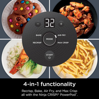 Ninja Crispi 4-in-1 Portable Glass Air Fryer Cooking System, 1500W, 4QT & 6-Cup TempWare Glass Containers with Storage Lids, Microwave, Freezer & Dishwasher Safe, Cyberspace Gray, FN101GY