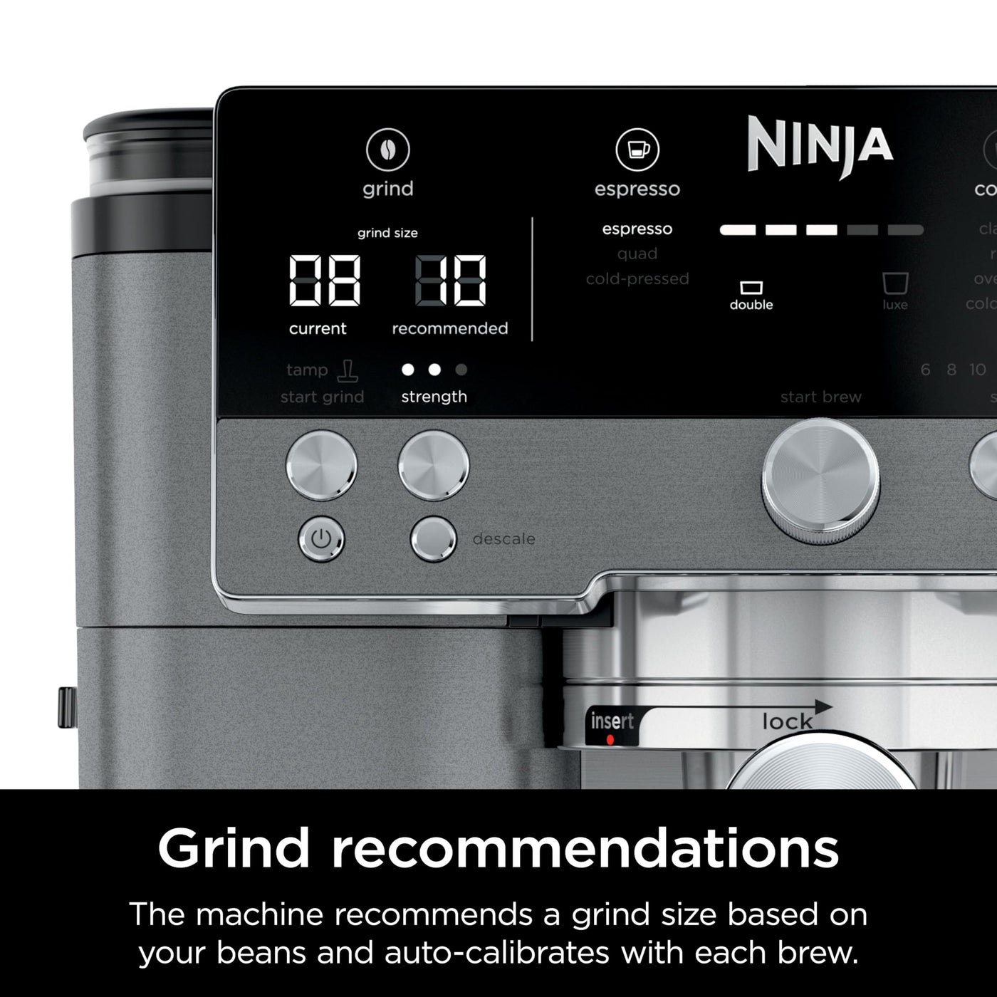 Ninja Luxe Cafe Premier Series, Espresso Machine, Drip Coffee, Rapid Cold Brew, Integrated Grinder, Hands-Free Frother, with Knock Box, Water Filter, Cleaning Tablets, Descaler, ES601GM