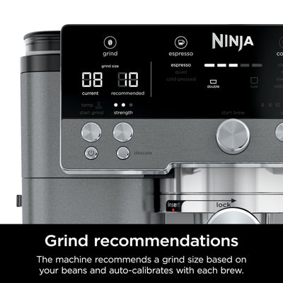 Ninja Luxe Cafe Premier Series, Espresso Machine, Drip Coffee, Rapid Cold Brew, Integrated Grinder, Hands-Free Frother, with Knock Box, Water Filter, Cleaning Tablets, Descaler, ES601GM