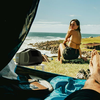 Portable Air Conditioner for Tent, 1,500 BTU Fast Cooling AC Unit with Fan Modes for Truck Van Outdoor Camping Small Rooms, Windowless and Dual Hose