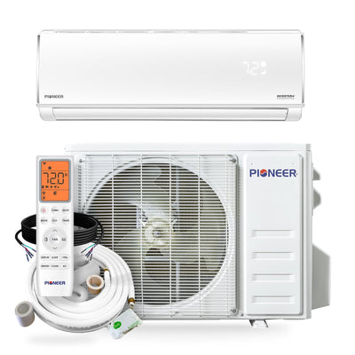 PIONEER Diamante Series Ductless Mini-Split Air Conditioner Inverter Heat Pump Full Set with 16 Ft. Kit